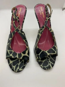 Kate Spade NY Womens Heel Animal Print Giraffe Open Toe Slingback Shoes Sz 7.5 B - Picture 1 of 7