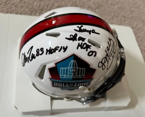 HOF Mini Helmet signed by Jim Kelly, Thurman Thomas and Andre Reed w/ HOF. JSA - Picture 1 of 3