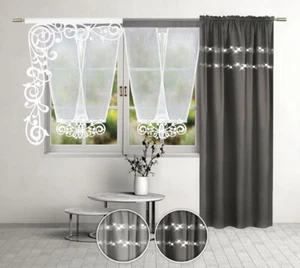 NUEVO Cortinas Exclusivas Cortina Prefabricada Panel con Circonia 325x250 cm Set - Imagen 1 de 7