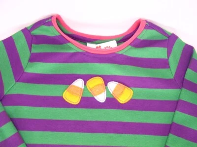 Nueva Camisa de Halloween Hanna Andersson Púrpura Verde Rayas Algodón 120 6 7 8 NUEVA CON ETIQUETAS Foto 1 de 3