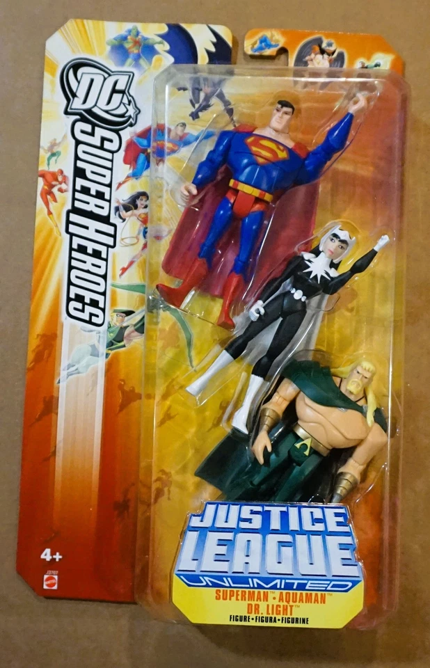 Justice League Unlimited DC Comics Super Heroes 3 PK Superman Dr Light Aquaman
