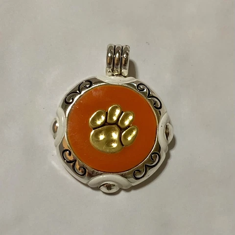 Clemson Tigers Necklace Large Metal Silver Gold Enamel Pendant NCAA Fan College Cover