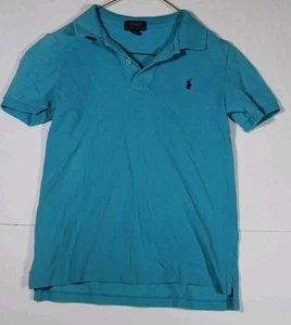 Polo Ralph Lauren Mesh Polo Shirt -Boys Size 7 Teal Blue - Picture 1 of 8