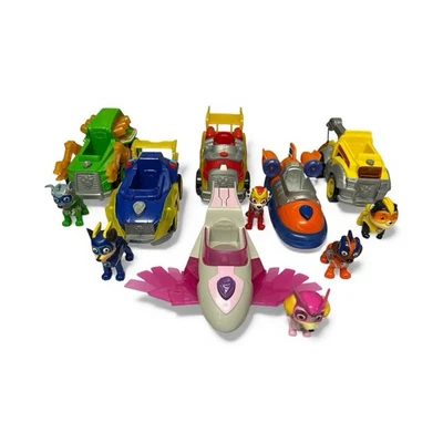 Paw Patrol Mighty Pups Super Paws X6 Light Up Deluxe Vehicles Full Set. Working - Image 1 of 4