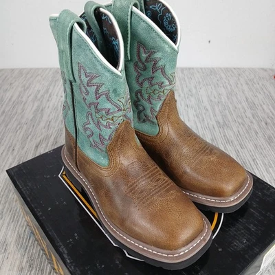 Dan Post Children's Girls 12 D Brown & Turquoise Western Boots DPC2937 - Image 1 of 4