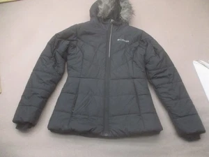 Columbia Gr.M Mädchen grau gefüttert Fell Kapuze Tasche Full Zip Steppjacke 692 - Bild 1 von 10