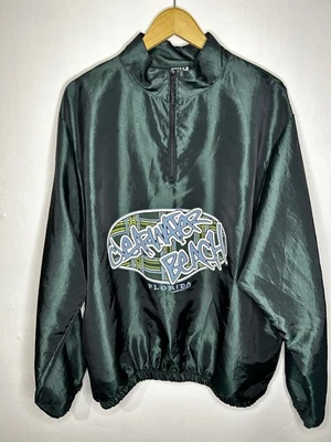 Vinatge 80s Surf Windbreaker Is Clearwater Beach Florida graffiti  One Size - Image 1 of 3