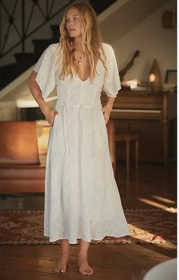 NUEVO CON ETIQUETAS Free People Vestidos Blancos Difíciles de Resistir Vestido Midi Talla Pequeña Foto 1 de 4