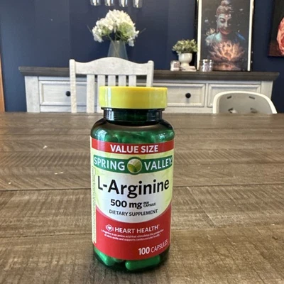 Spring Valley™ L-Arginina Aminoácido Salud del Corazón 500 mg 100 Cápsulas Exp 09/2026 Foto 1 de 4