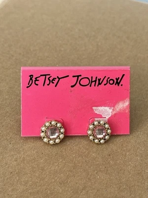 🆕 Aretes Betsey Johnson Rosa Cristal y Perla Vintage Glamour Estilo Femenino Foto 1 de 4