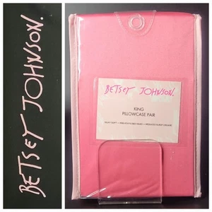 Betsey Johnson Petal Powder Pink Satin King Pillowcases 20 X 40 Coquette NIP - Picture 1 of 6