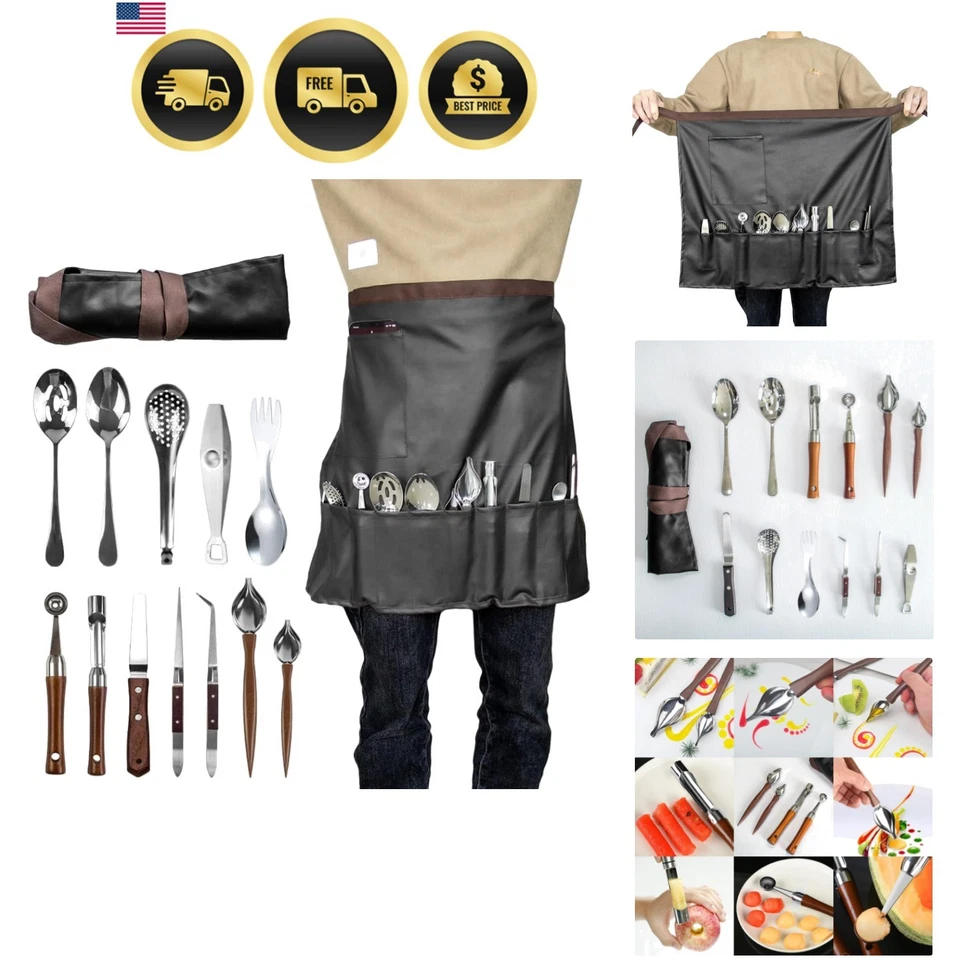 Chef Plating Kit 13 Piece Stainless Steel Culinary Tools With Apron Cooking Set - Image 1 of 4