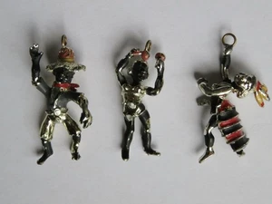 VINTAGE  AFRICAN TRIBAL BLACKAMOOR CHARM 1950's  LOT OF 3 - Picture 1 of 14