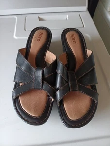 Sandalias de cuña Born Leather Slide negras talla 10/42 nuevas sin caja - Imagen 1 de 10