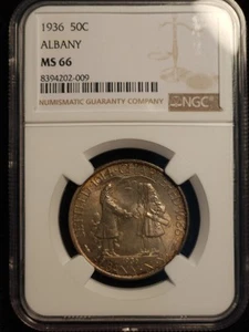 1936 50c Albany Commemorative Half Dollar NGC MS66 Original Color - Picture 1 of 4