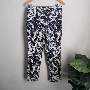 Rafaella Stretch schwarz & weiß Druck bequem elegant Caprihose Pull-Up Größe 8 - Bild 1 von 10