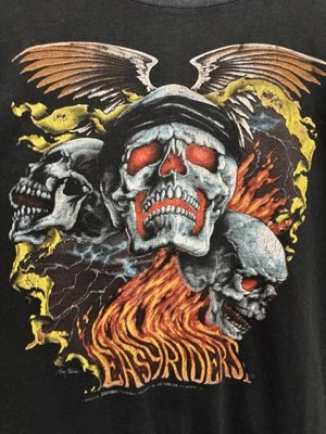 Camisa 3D Emblema Easyriders Moto Puntada Única Años 80 Negra Para Hombre Grande De Colección Foto 1 de 4