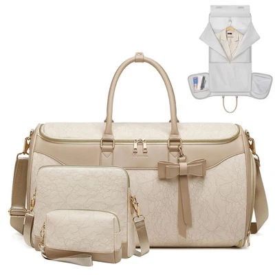 Bolsas de ropa para viaje, bolsa de lona convertible de cuero con artículos de tocador,... Foto 1 de 4