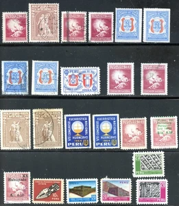 LOT 32520 USED  ( FIVE MINT H) RA33/RA55 STAMPS FROM PERU - Picture 1 of 1