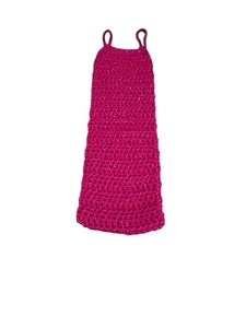 NEW handmade crochet hanging toilet paper roll holder holds 2-3 rolls pink - Picture 1 of 5