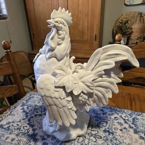 Vtg Fitz and Floyd White Bristol Ceramic Rooster Huge Farm Cottage Decor 19" HTF - Picture 1 of 24