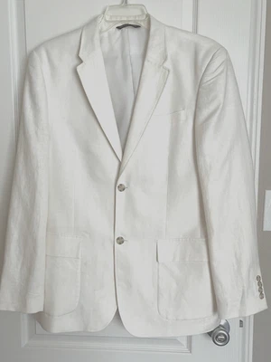 PERRY ELLIS White Linen Jacket Blazer Mens Sz 42 R Regular - Image 1 of 4