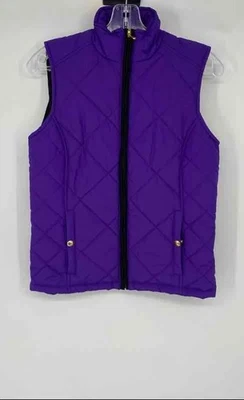 Chaleco Acolchado Cremallera Completa Bolsillos Negro Púrpura Lauren Para Mujer Talla XS Foto 1 de 4