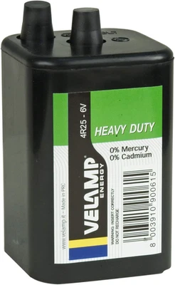 Velamp Square Battery 4R25 Zinc Carbon, 6V. for Torches, Street Flashers, DIY Hy - Image 1 of 4