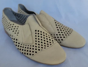 Franco Sarto Womens Shoes Size 7.5M Anderson Slip-on Beige Flats Diamond Cutouts - Picture 1 of 7