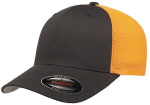 Flexfit® 6511 Trucker Mesh Baseball Cap Plain Blank Hat Curved Visor Flex Fit