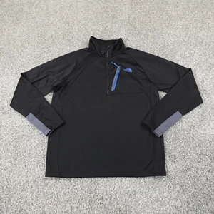 North Face Sweater Mens Large Black Blue Logo Canyonlands Outdoor Zip Sweatshirt - Picture 1 of 12