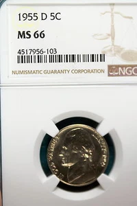 1955-D NGC MS66 Jefferson Nickel! #B49568 - Picture 1 of 2