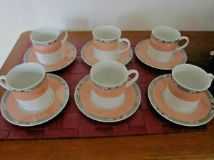 Porcelana Fine Bohemia 6 tazas/plato inferior 😕 ATÚN Inglazed - Imagen 1 de 6