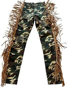 Purple Candy Camouflage Fringe Hi Waist Country Pants Ladies Medium Rocker NWOT - Picture 1 of 15