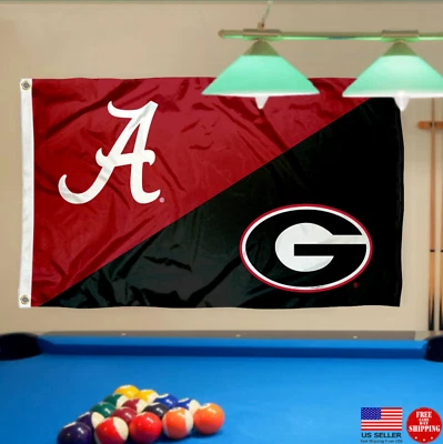 Georgia Bulldogs Alabama Crimson Tide Flag 3x5 House Divided Man Cave Flags USA