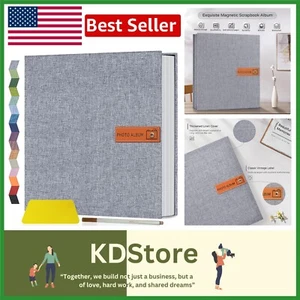 Linen Cover Large Photo Album - Self-Adhesive Memories for Weddings & Family - Picture 1 of 11