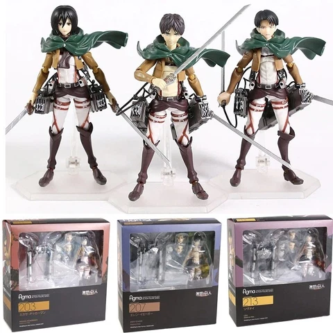 Attack on Titan PVC 213 Figma Action Figure Levi Eren Mikasa Ackerman Assemble Cover