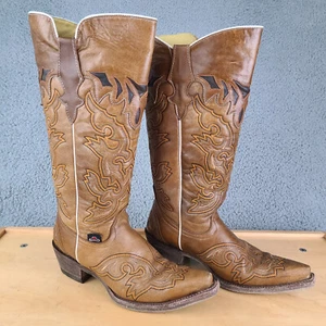Besserro Western Cowboy Boots Womens Sz 6, Mexico 24 Southwestern Boho Cowgirl - Picture 1 of 16