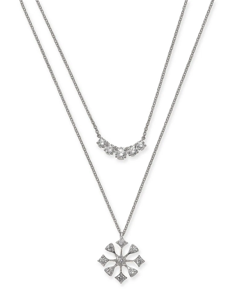 Collar convertible de cristal para mujer Eliot Danori, doble cadena tono plata, 17" Foto 1 de 1
