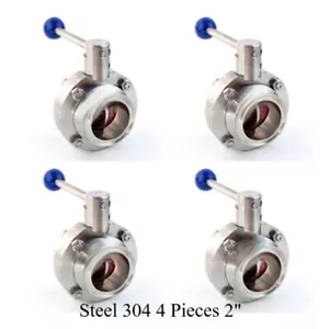 Sanitary Butterfly Valve Clamp Silicone Sealing Stainless Steel 304 4 Pieces 2" - Picture 1 of 4