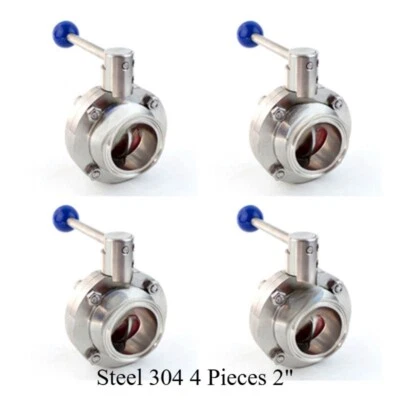 Sanitary Butterfly Valve Clamp Silicone Sealing Stainless Steel 304 4 Pieces 2" - Image 1 of 4