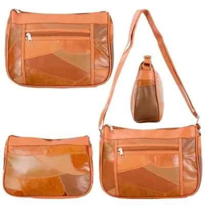 Lorenz Ladies Leather Patchwork Medium Shoulder/Handbag Tan Multi - Image 1 of 3