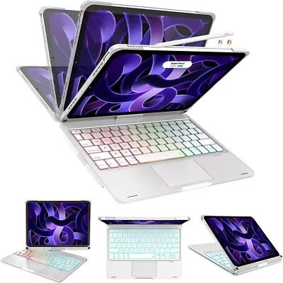 Touchpad Keyboard Case For iPad 7/8/9th Gen Air 3 4 5 Pro 12.9" 11" 360° Rotate - Image 1 of 4