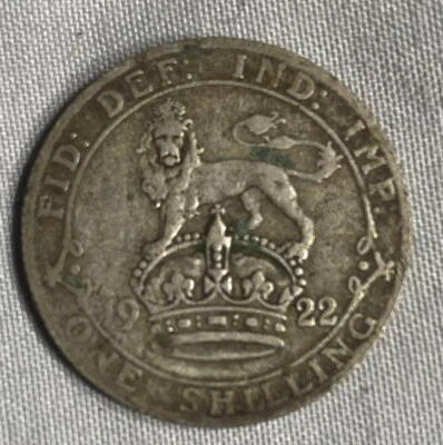 1922 Great Britain UK SILVER ONE SHILLING Coin - Image 1 of 2