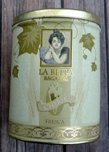LA Bella Ragazza Cheese Shaker Tin Fresca Advertising Embossed Vintage - Picture 1 of 6