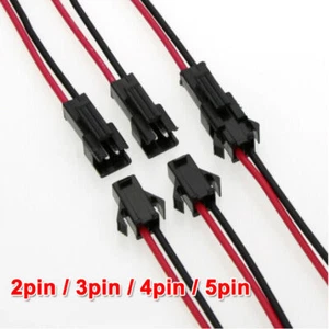 LED Strip Light Male 3pin JST 4pin Female Connector 5pin 2pin 22AWG Plug SM 100x - Picture 1 of 11