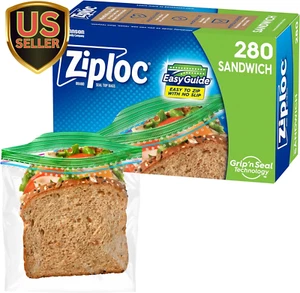 Sandwich and Snack Bags with Easyguide Texture, Plastic Storage Bags with Gri... - Picture 1 of 1