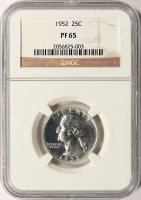 1952 Proof Washington Silver Quarter 25c NGC PF65 - Image 1 of 4