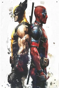 Deadpool & Wolverine Battle Metal Movie Poster Sign 12X8 - Picture 1 of 1