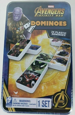 Marvel AVENGERS INFINITY WAR Dominoes 28 pcs Double Six Collector's Tin Set NEW! - Image 1 of 4